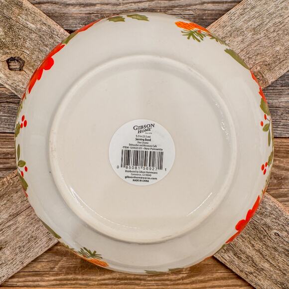 Vintage Gibson Home, New Poinsettia, Fine Ceramic Serving Bowl-9.25”-#135923.01 - Picture 6 of 7
